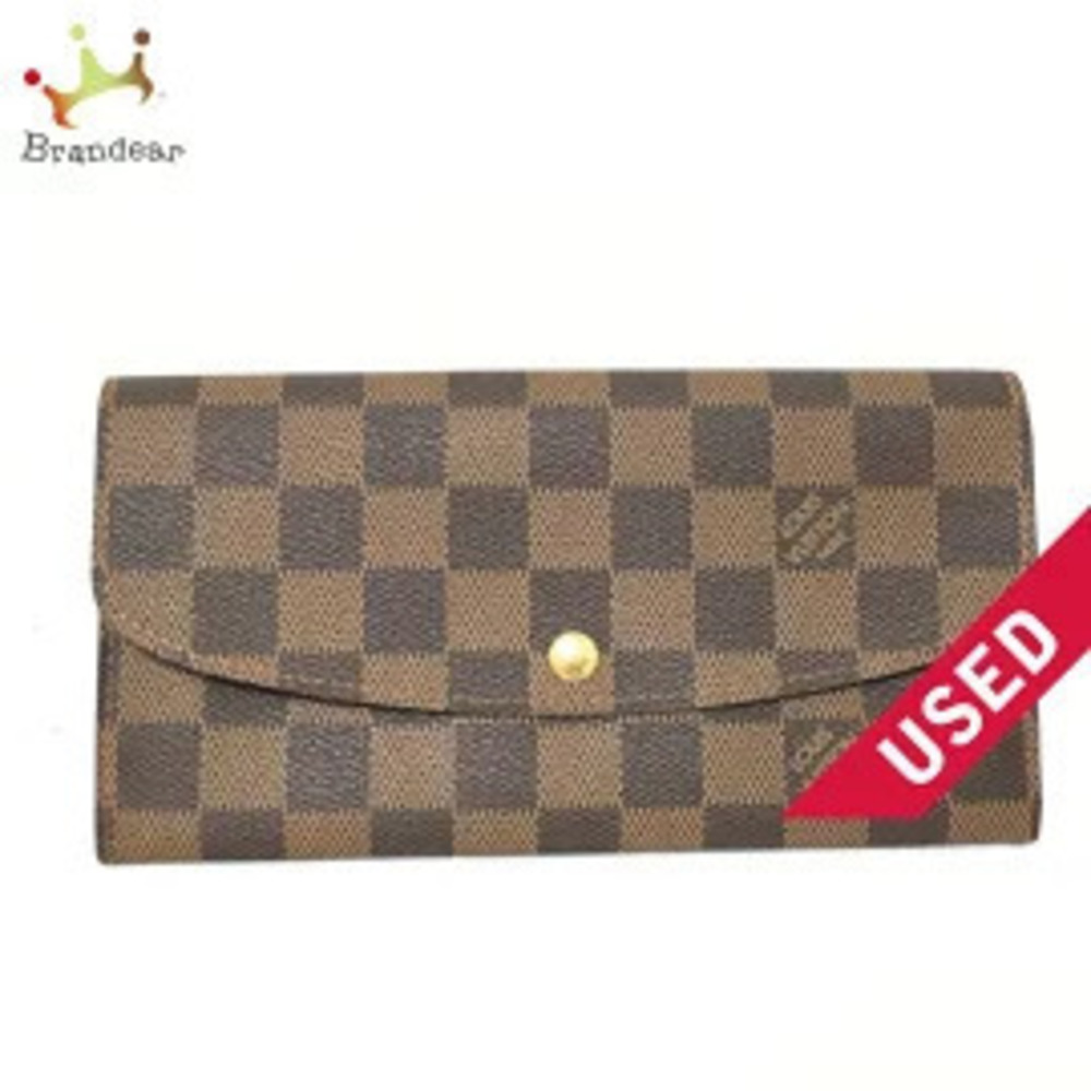LOUIS VUITTON Portefeuille Emilie Long Wallet Ebene Brown Damier Canvas